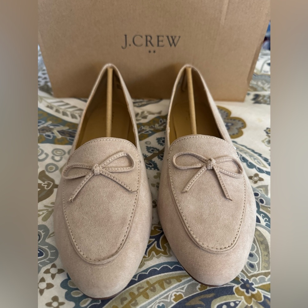 J. Crew Factory Women’s Slip On Bow Loafers NWT $128 Size 9.5 Light Tan